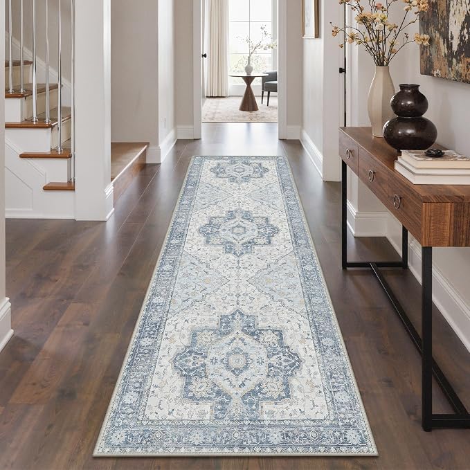 GENIMO Runner Rug 2'6"x6 Machine Washable Non Slip Vintage Hallway Runner Rug by GENIMO