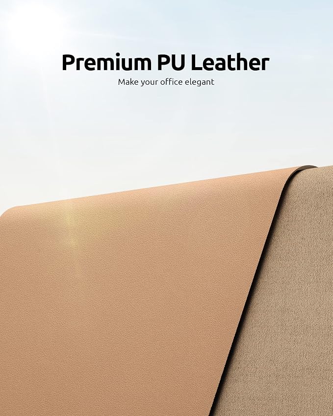 YSAGi Leather Desk Protector, Office Mat, Large Mouse Pad, Non-Slip PU Leather - Image 2