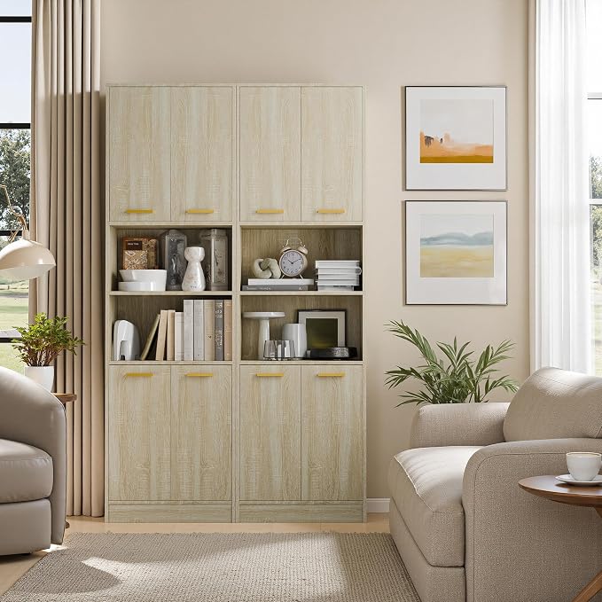 Cozy Castle Kitchen Pantry Cabinet, 4 Doors Open Countertop Utility Hutch - Image 4
