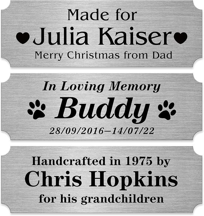 Personalized Name Plates, Stainless Steel Trophy Plates Engraved, Custom Name by Caramel
