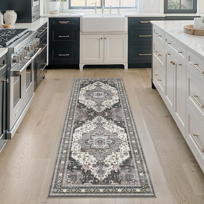 GENIMO 2X7 Hallway Runner Rug, Machine Washable Non Slip Vintage Floral - Image 3