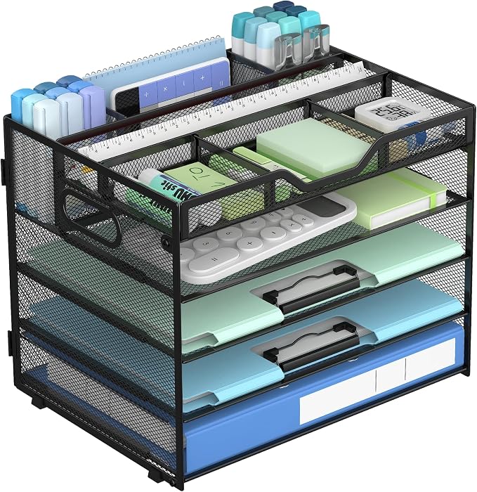 Docnest 5 Tier Mesh Desk Organizer- Letter Tray by DocNest