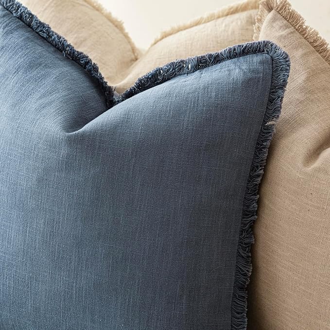Foindtower Set of 2 Decorative Linen Fringe Lumbar Throw Pillow Covers - Image 5