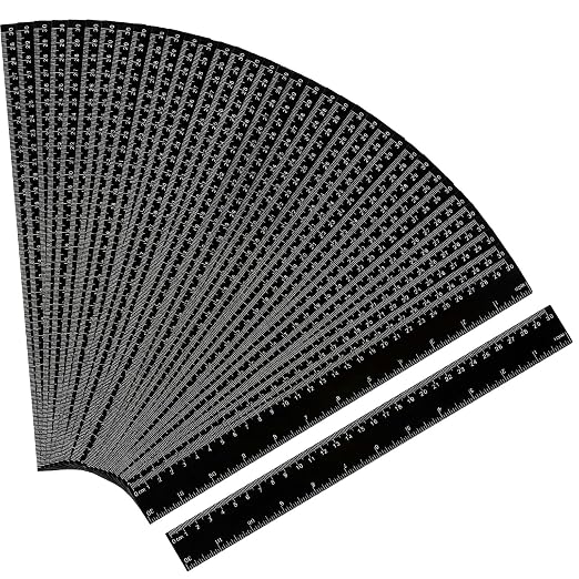 50 Pack Black Plastic Ruler, 12 Inch Standard/Metric Rulers Straight Ruler by eBoot