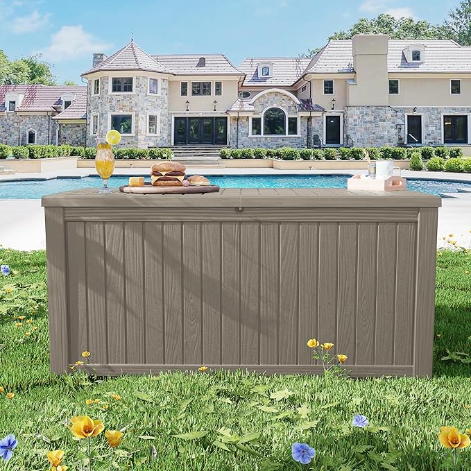 Decksplore Outdoor Storage Box Waterproof, 200 Gallon Lockable Resin Large Deck - Image 9