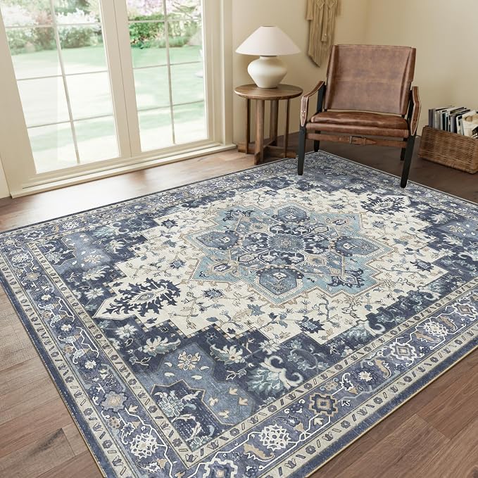 GENIMO 6x9 Area Rugs for Living Room, Machine Washable Non Slip Vintage Rugs by GENIMO