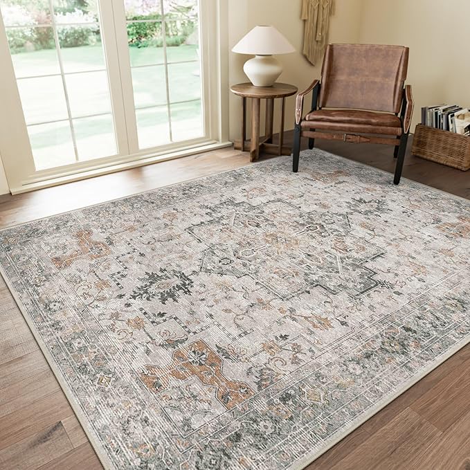 GENIMO 9x12 Area Rugs for Living Room, Non Slip Machine Washable Vintage Rugs by GENIMO