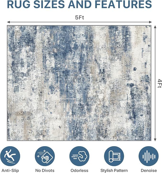 Office Chair Mat for Hardwood Tile Floor, Abstract 48"X 60" Desk Mats for - Image 9