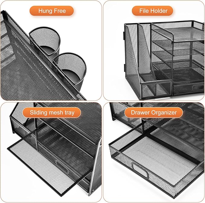 Marbrasse Desk Organizer with File Holder, 5-Tier Paper Letter Tray Organizer - Image 4