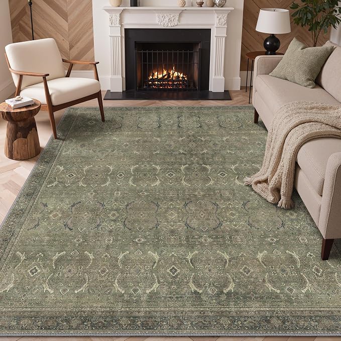 GENIMO 9x12 Area Rugs for Living Room, Machine Washable Non Slip Vintage Rugs - Image 2