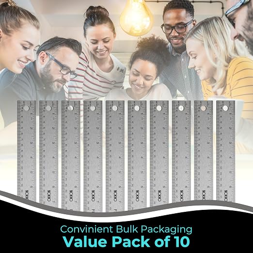 NOKKO 18 Inch Metal Ruler with Cork Backing, Non-Slip Backing - Image 7