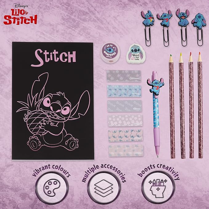 Disney Stitch Stationery Supplies Set Notebook Pencil Case & Ballpoint Pens or - Image 6