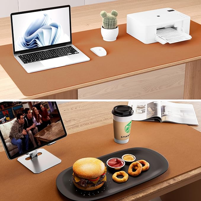 Aothia Double-Sided Desk Pad, 37.8"x17" Leather Desk Mat, Eco Cork Desk Pad - Image 6