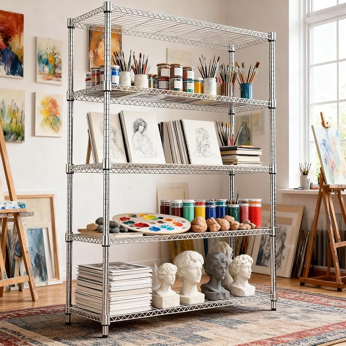 M MZG 5 Tiers Shelf 1750 lbs Steel Storage Shelving Utility Shelving Unit Steel - Image 7
