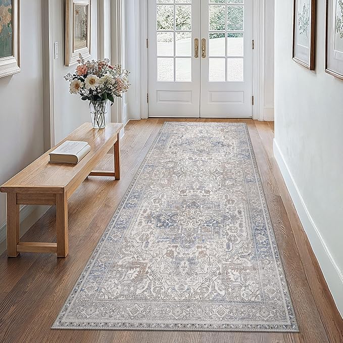 GENIMO 2'6"x8 Runner Rugs for Hallway, Machine Washable Non Slip Vintage Retro - Image 2