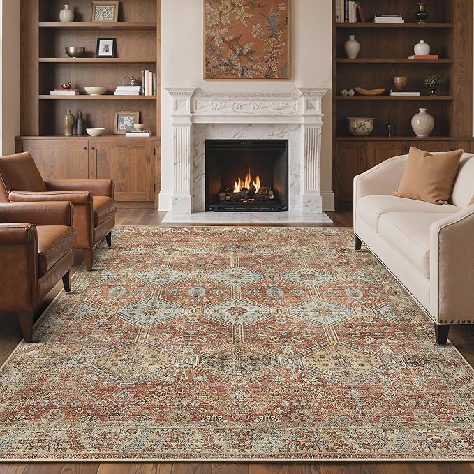 GENIMO 9x12 Area Rugs for Living Room, Machine Washable Non Slip Rugs, Low Pile by GENIMO