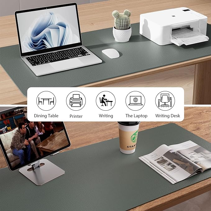 Aothia Leather Desk Protector, Mouse Mat, Non-Slip PU Leather Blotter, Laptop - Image 5