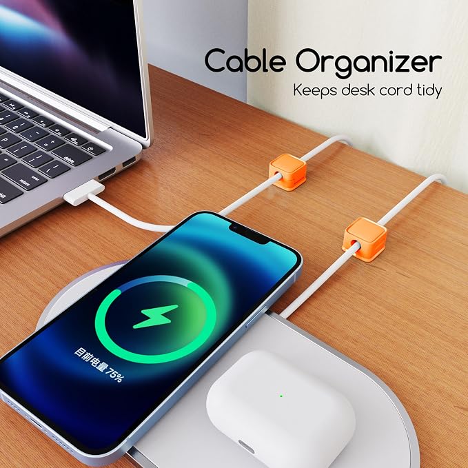 smofish Magnetic Cord Organizer Holder, 6 Pack Desk Cable Clips Management - Image 2