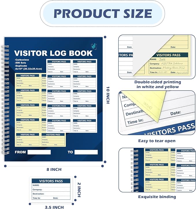 3 Pack of 1500 Visitor Badges Registry Log - Image 2