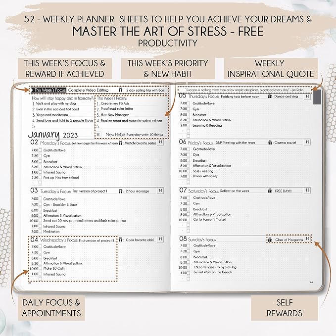 Life & Goal Planner – Undated Daily, Weekly & Monthly Organizer - Image 3