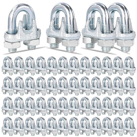 200PCS 5/16" M8 Zinc-Plated Wire Rope Clamps – Heavy Duty U-Bolt Cable Clips by High-PQ