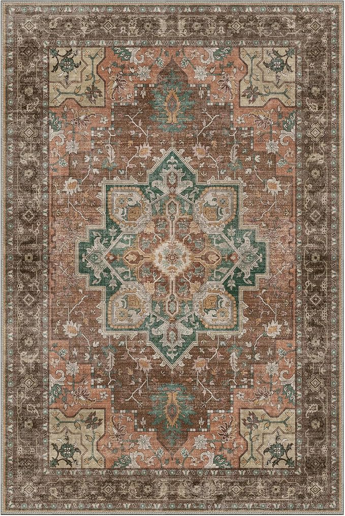 GENIMO 8x10 Area Rugs for Living Room, Machine Washable Non Slip Vintage Rugs - Image 7