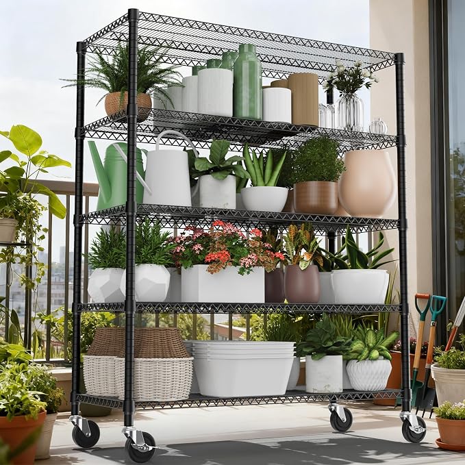 M MZG 5 Tiers Shelf 3300 lbs Steel Storage Shelving Utility Shelving Unit Steel - Image 2