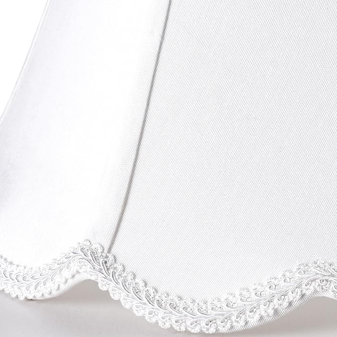 GO&SO Off White Bell Lamp Shade Medium, Scalloped Lampshade Braids - Image 3