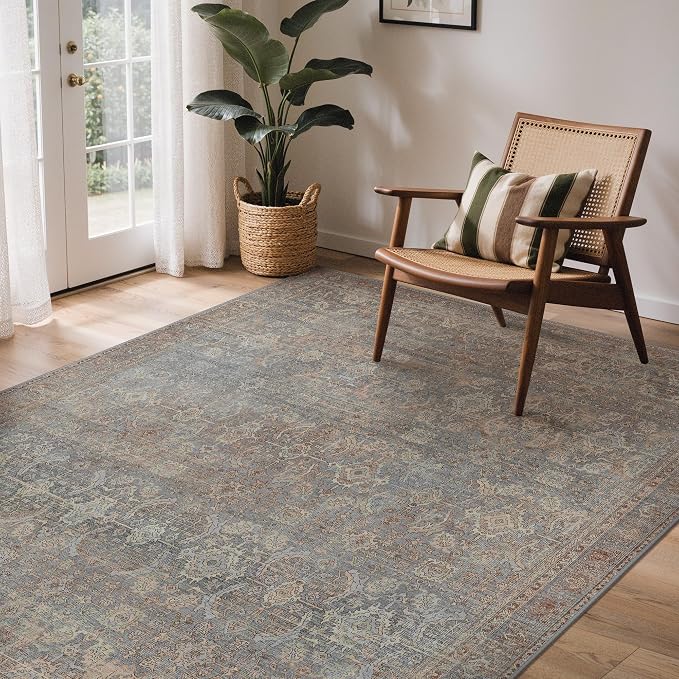 GENIMO 8x10 Area Rugs for Living Room, Machine Washable Non Slip Vintage Rugs by GENIMO