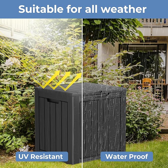 Decksplore 35 Gallon Outdoor Storage Box Waterproof Lockable Resin Deck Box - Image 6