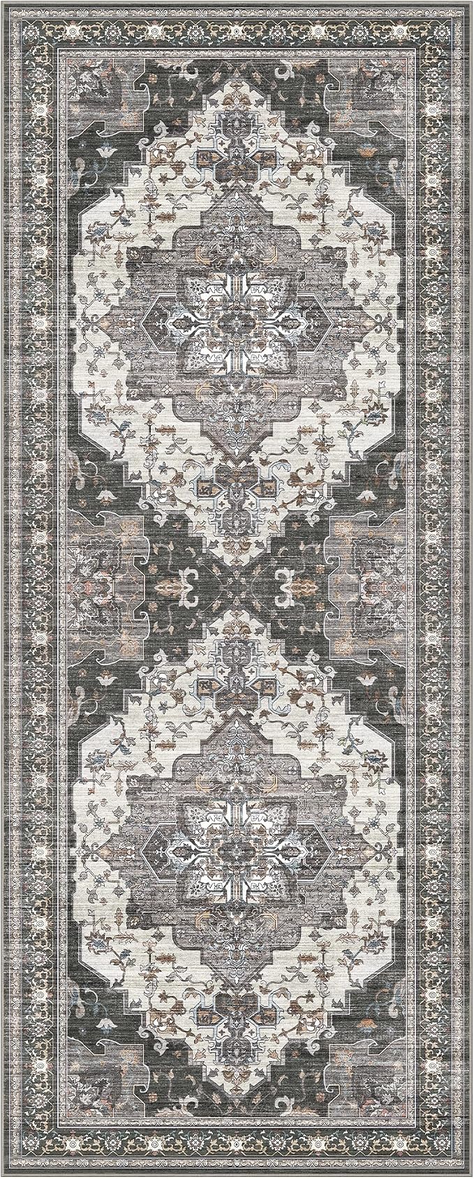 GENIMO 2X5 Hallway Runner Rug, Machine Washable Non Slip Vintage Floral - Image 7