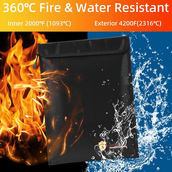 3 Pcs Fireproof Waterproof Document Bag, Fire and Water Resistant Safe Zipper - Image 4