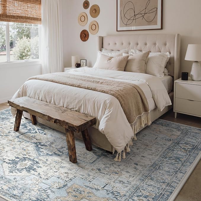 GENIMO 7'6''x9'6'' Area Rugs for Living Room, Machine Washable Non Slip Vintage - Image 9