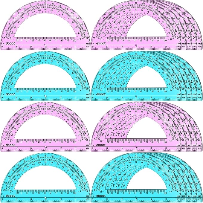 EBOOT 24 Pack Plastic Protractors Math Protractor 180 Degrees 6 Inch by eBoot