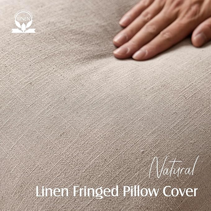 Foindtower Set of 2 Decorative Linen Fringe Lumbar Throw Pillow Covers - Image 2