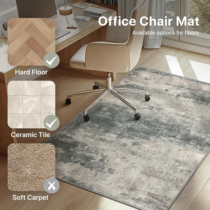 Office Chair Mat for Hardwood Tile Floor, Abstract 36"X 48" Desk Mats for - Image 3