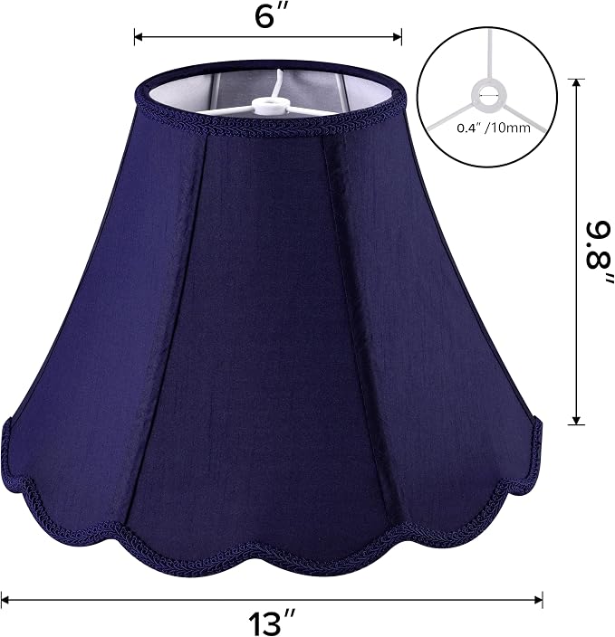 GOSO Medium Blue Scalloped Lamp Shade Set of 2, Replacement Braids - Image 2