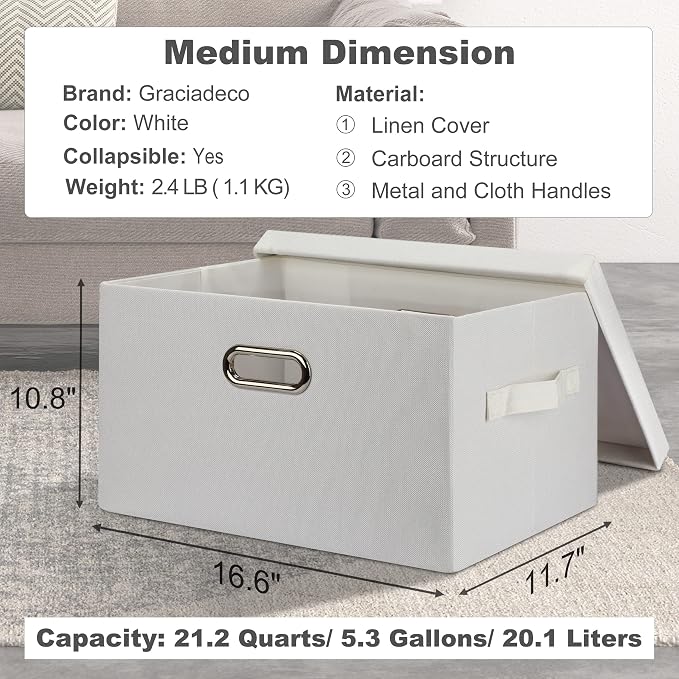 Graciadeco Medium 15" 21 Quart Collapsible Stackable Storage Bins - Image 2