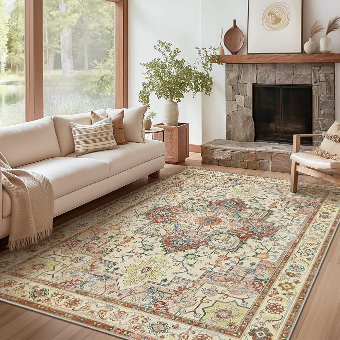 GENIMO 8x10 Area Rugs for Living Room, Machine Washable Non Slip Vintage Retro by GENIMO