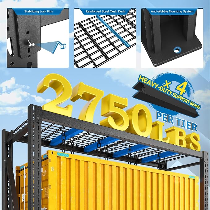 Bepatio 11000LBS Garage Shelving Heavy Duty Storage Shelves Adjustable 4-Tier - Image 5