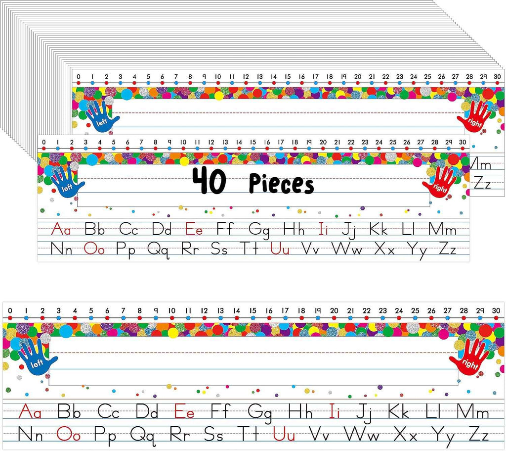 40 PCS Desk Nameplates – Waterproof, Erasable & Reusable with Alphabet & Number Line