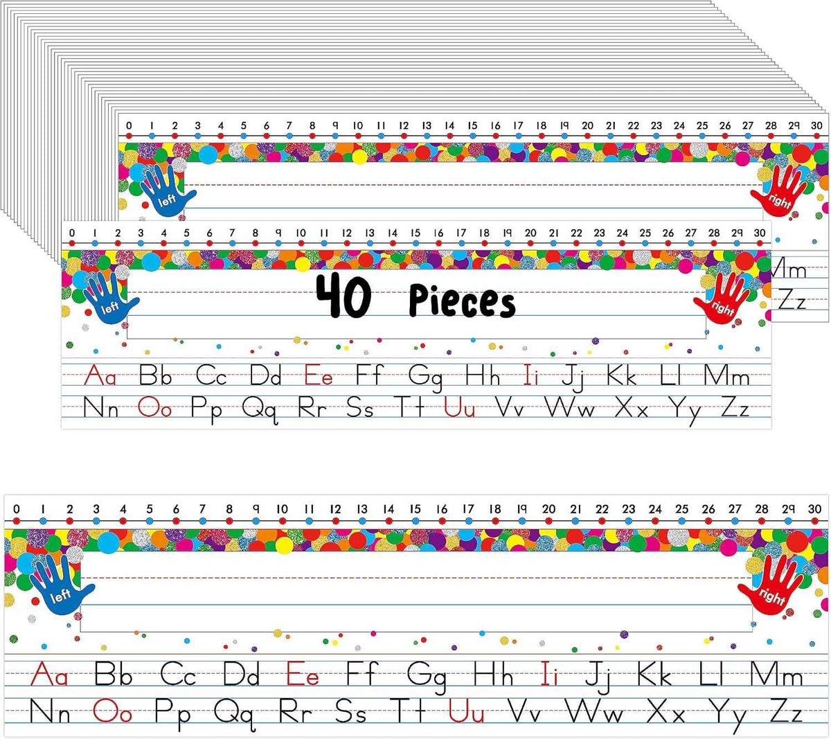40 PCS Desk Nameplates – Waterproof, Erasable & Reusable with Alphabet & Number Line