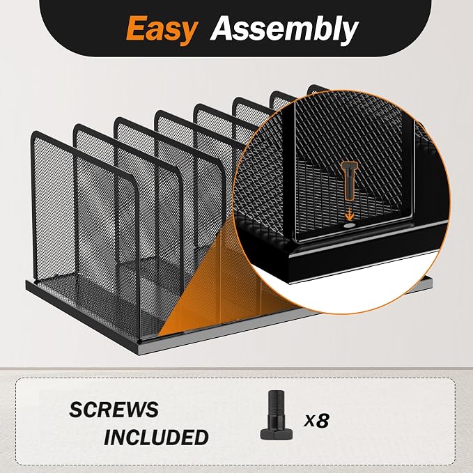 Kuntine.B Desk File Organizer Upright Mesh Desktop Organizer File Sorter Office - Image 5