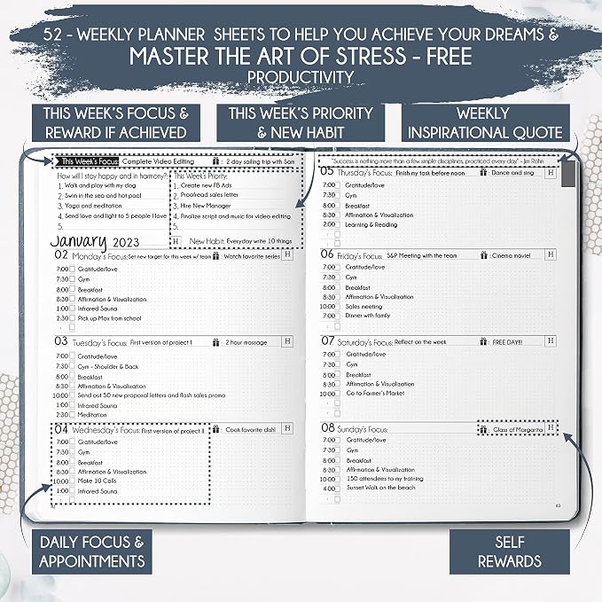 Life & Goal Planner – Undated Daily, Weekly & Monthly Organizer - Image 3
