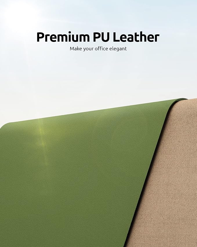 YSAGi Leather Desk Protector, Office Mat, Large Mouse Mat, Non-Slip PU Leather - Image 2