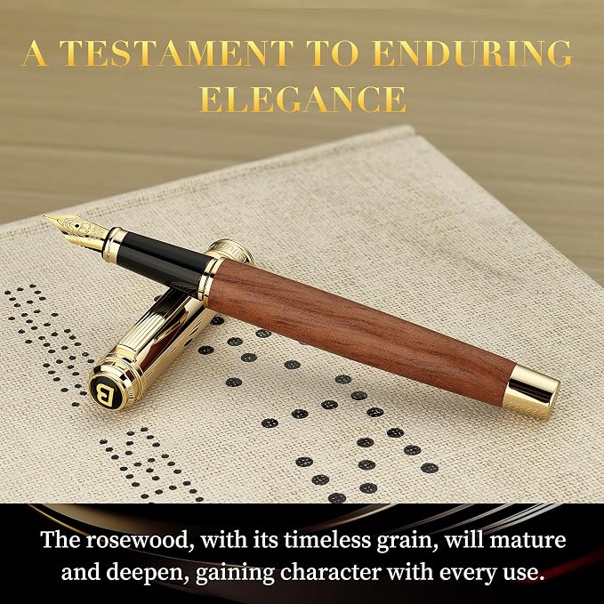BEILUNER 316 Fountain Pen, Stunning Luxury Rosewood, 24K Gilded Nib, Gorgeous - Image 7