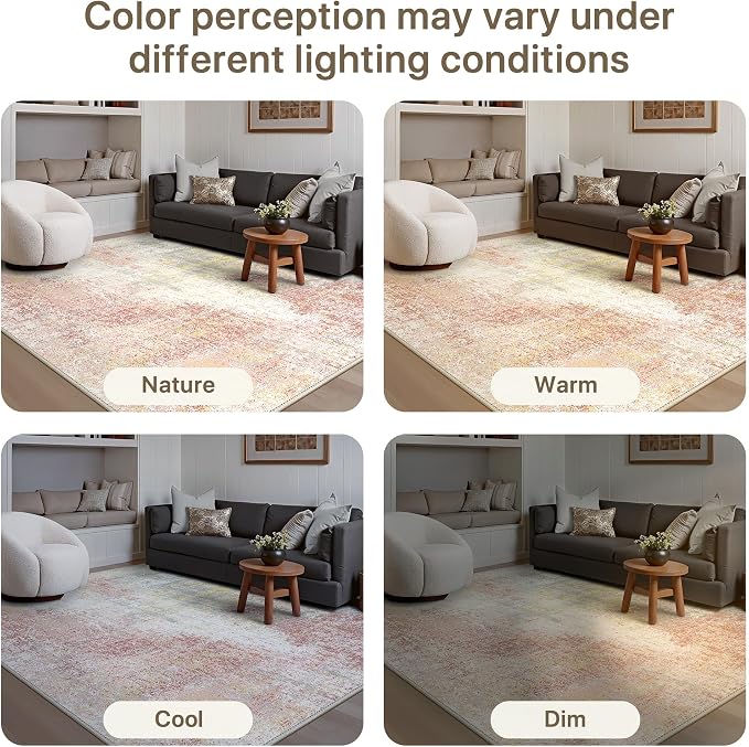 GENIMO Washable Area Rugs for Living Room, 8x10 Modern Non Slip Rugs, Low Pile - Image 8