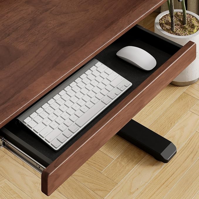 ONBRILL Standing Desk with Drawer, 47x23.6 Inches Solid Wood Desktop Stand Up - Image 3