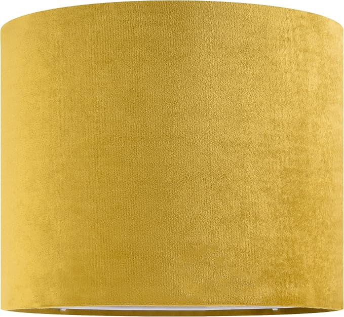 GO&SO Yellow Velvet Drum Lamp Shade Set of 2 Medium 13" Top x 13" Bottom x 10" - Image 8