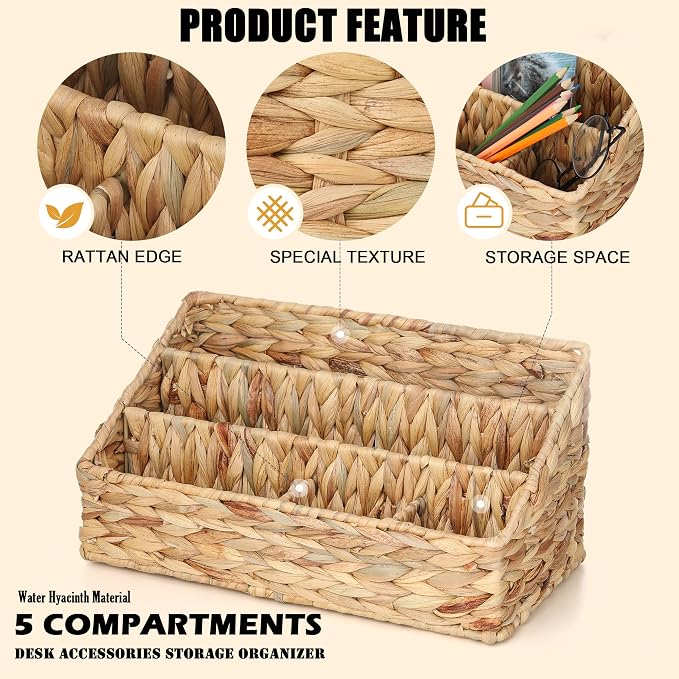 Boershun Desk Organizer – Countertop Mail Organizer, Magazine Holder, Boho - Image 4